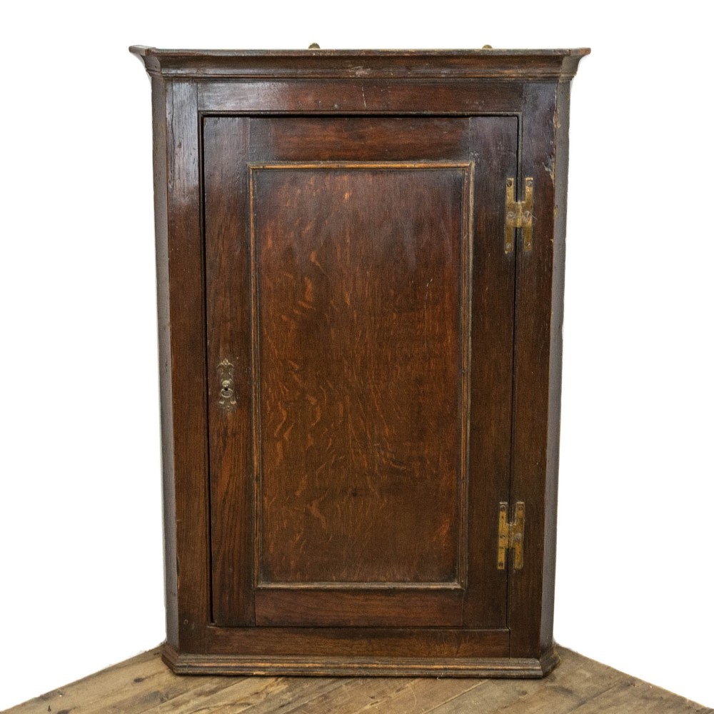 Georgian Antique Oak Hanging Corner Cupboard