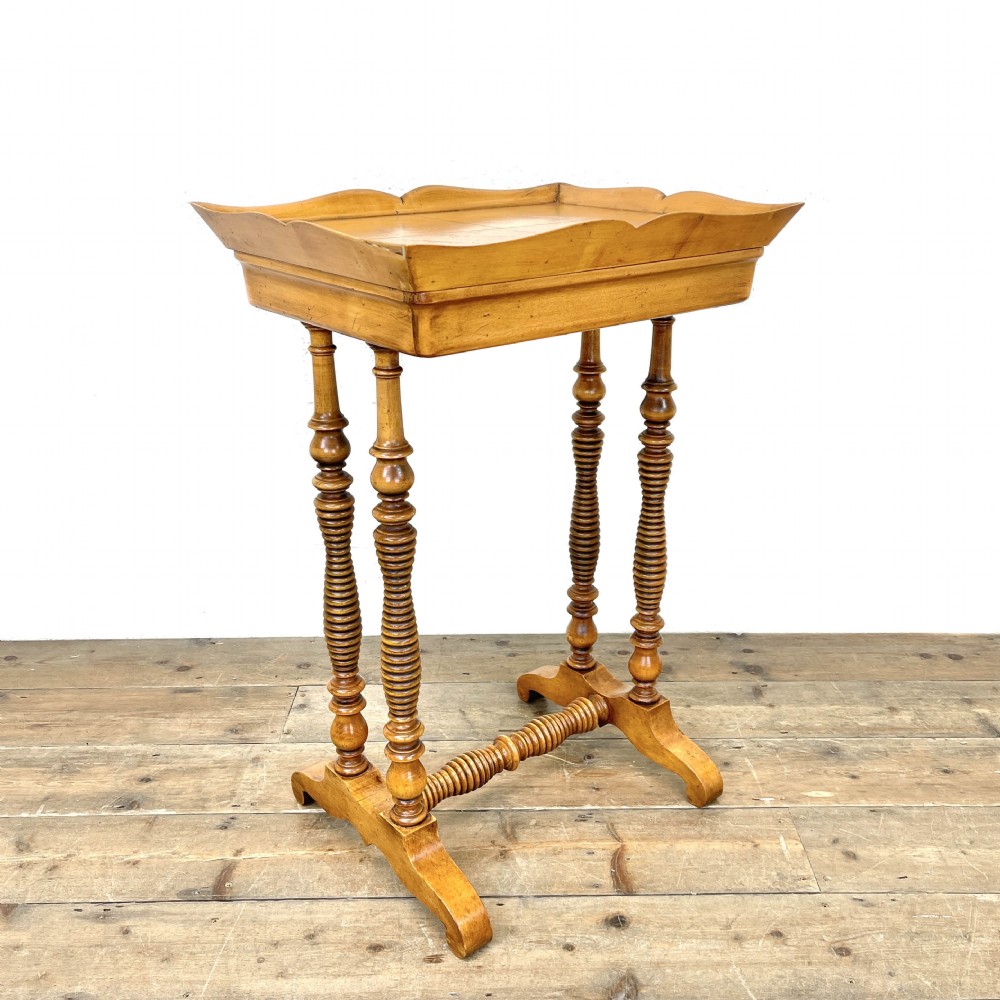 Antique Satin Birch Tray Top Side Table