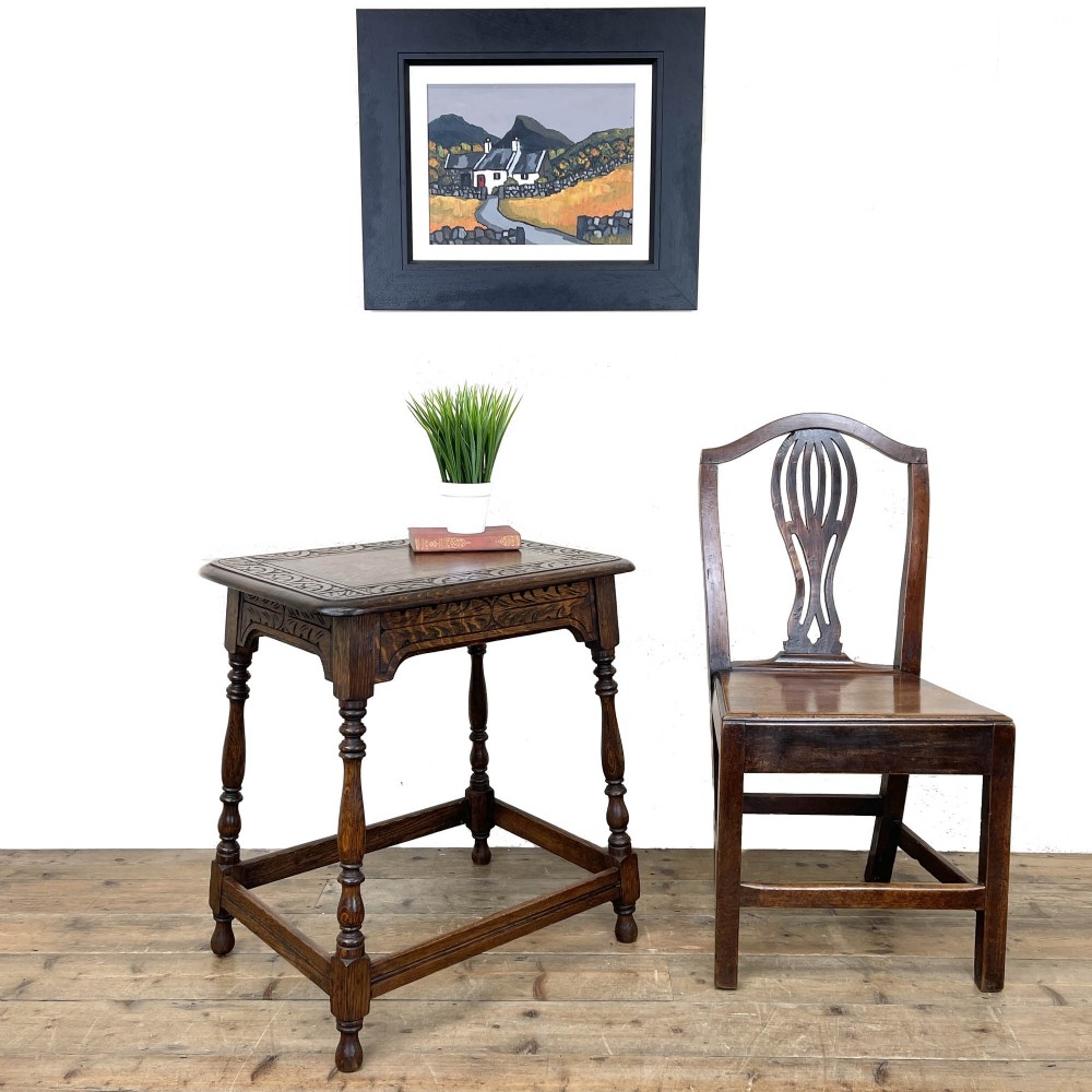 Antique Oak Carved Side Table