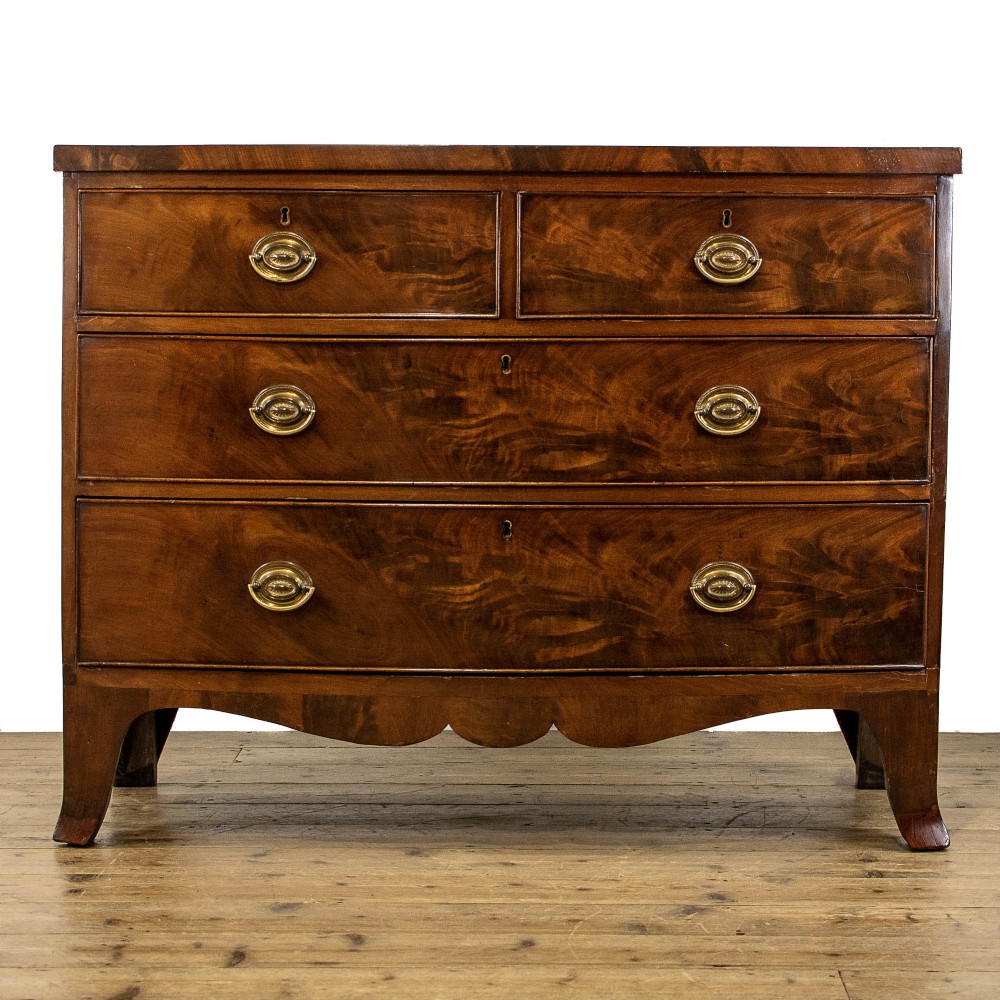Georgian Antique Bow Fronted Mahogany Chest of Drawers