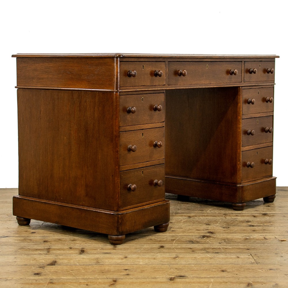 Victorian Antique Oak Pedestal Desk