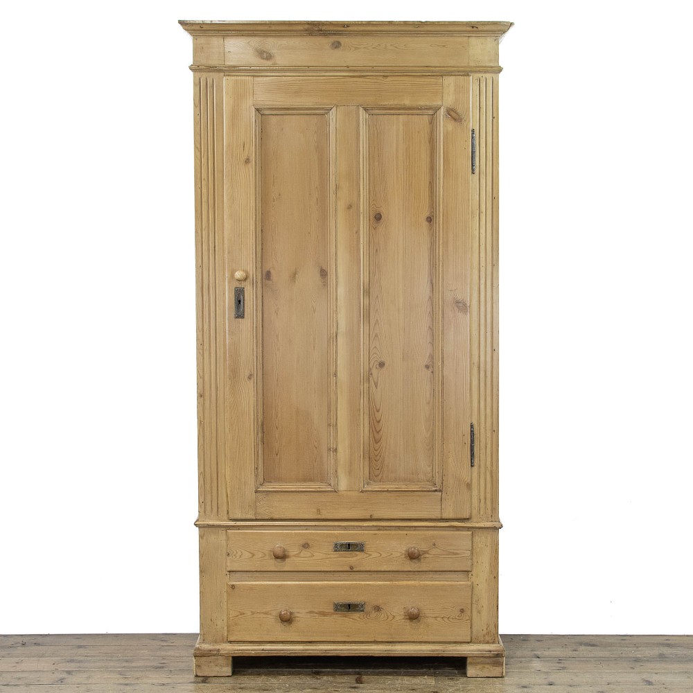 Rustic Single Door Antique Pine Wardrobe