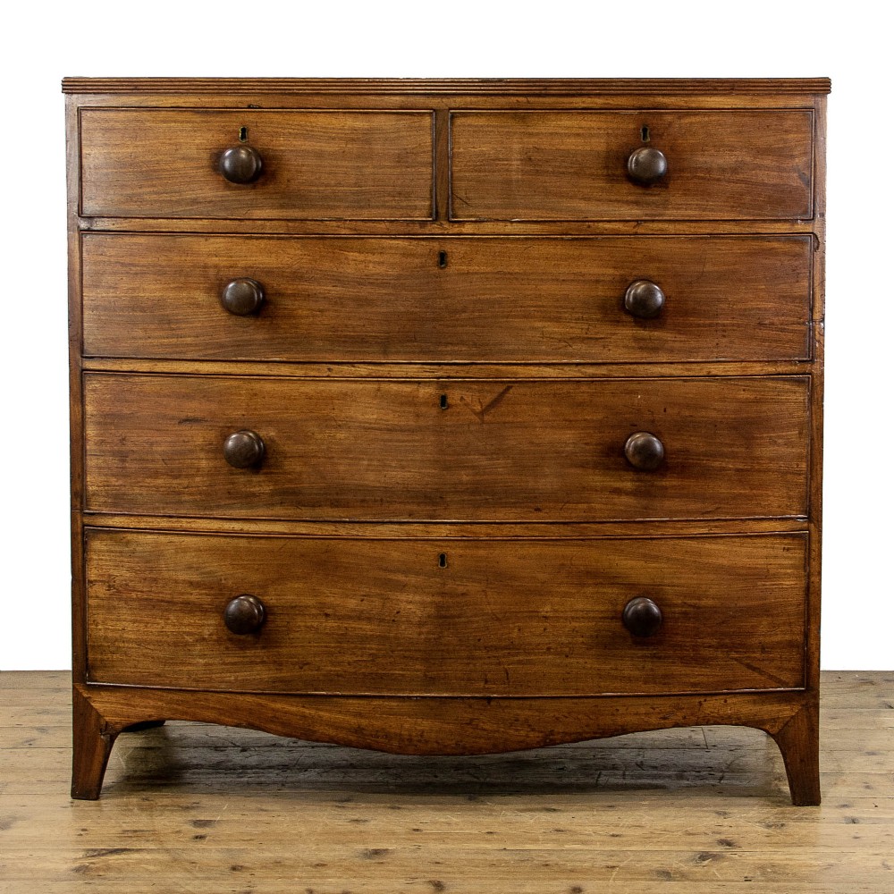 Victorian Antique Mahogany Bow Fronted Chest of Drawers