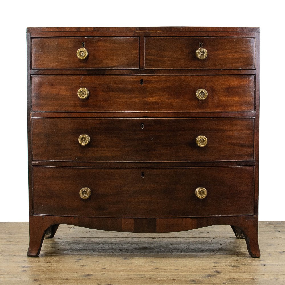 Regency Antique Bow Fronted Mahogany Chest of Drawers