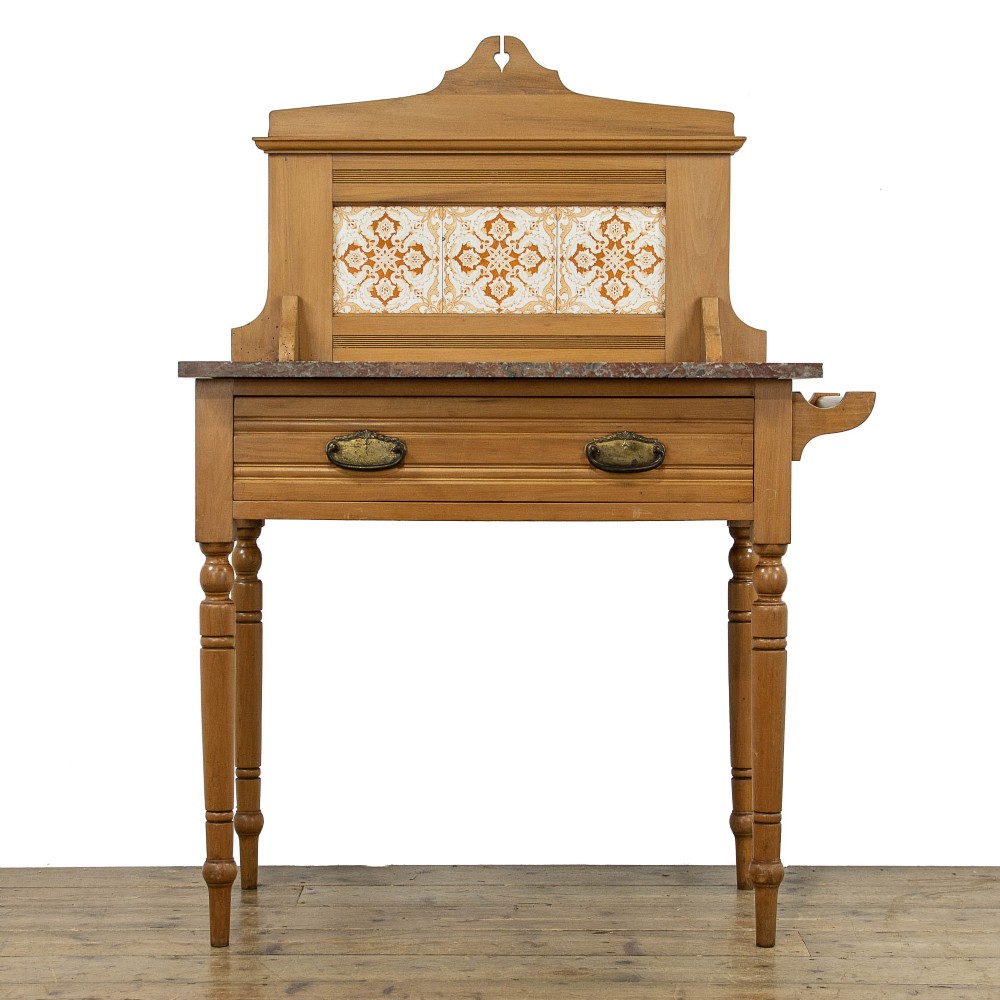 Victorian Satinwood and Marble Antique Washstand