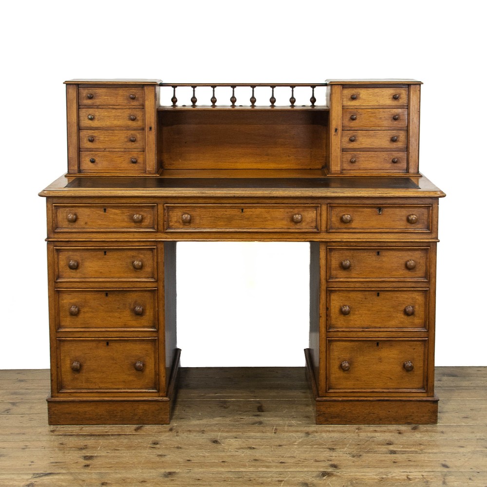Victorian Antique Oak Pedestal Desk