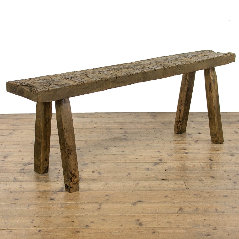 Rustic Antique Oak Pig Bench