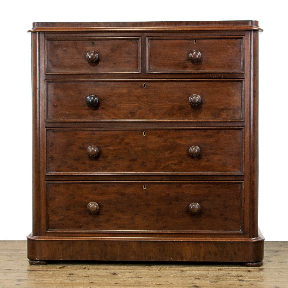 Victorian Antique ‘Plum Pudding’ Mahogany Chest of Drawers