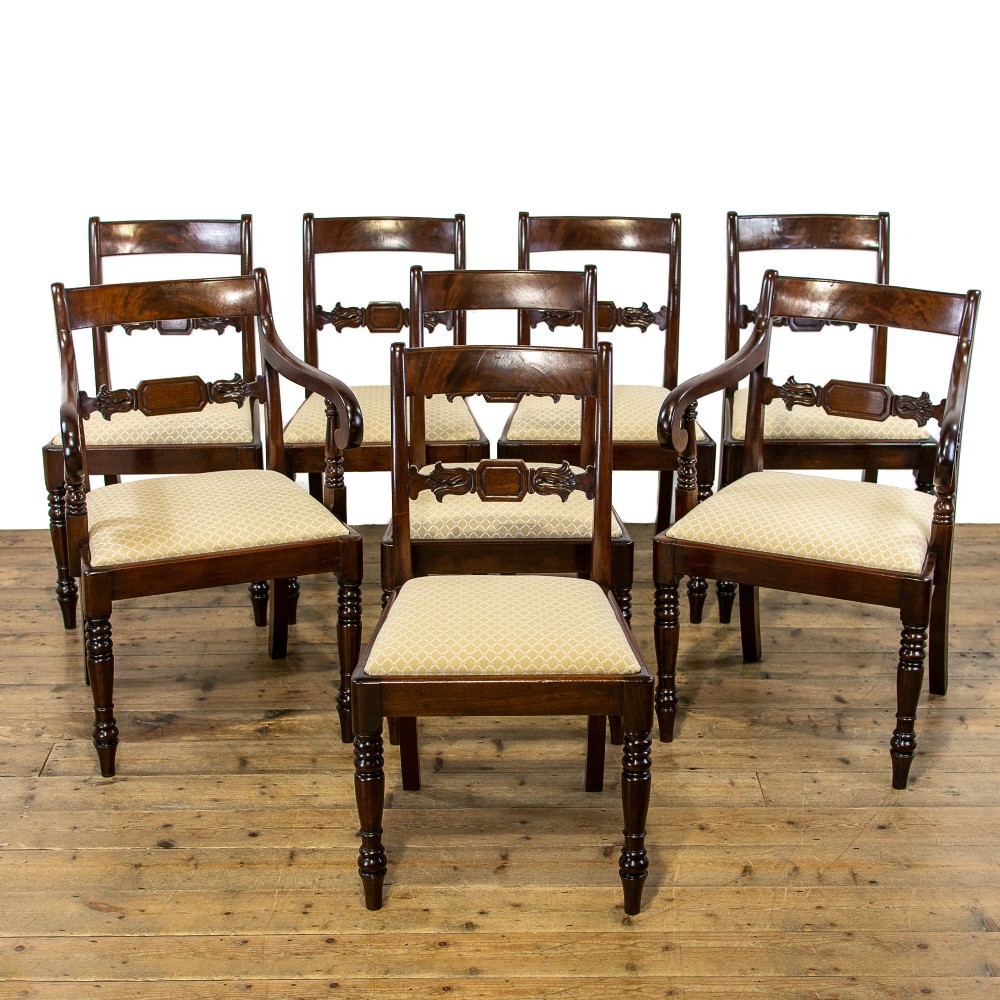 Set of Eight Antique Mahogany Dining Chairs