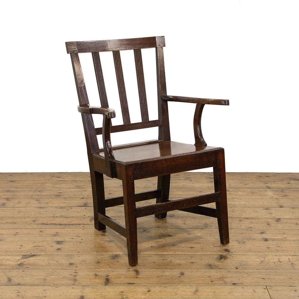 Antique Welsh Oak Farmhouse Fireside Armchair