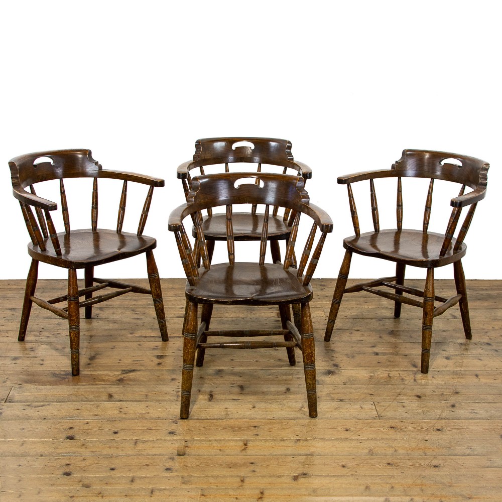 Set of Four Antique Captain's Armchairs