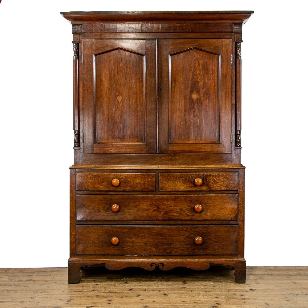 Antique Welsh Oak Linen Press Cupboard