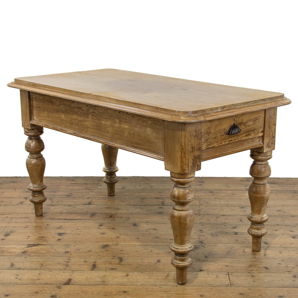 Antique Pitch Pine Table With Two Drawers