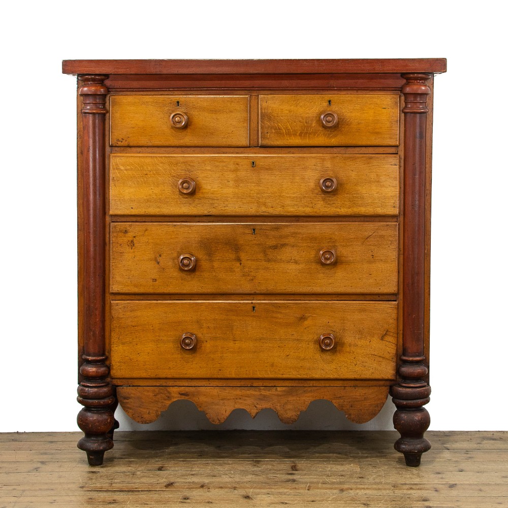 Victorian Antique Oak and Mahogany Chest of Drawers