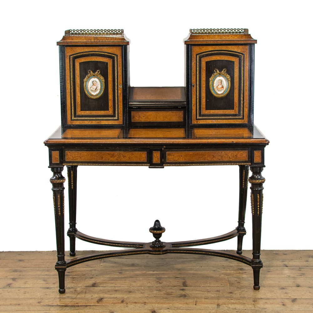 Antique Ebonized Walnut and Amboyna Writing Desk