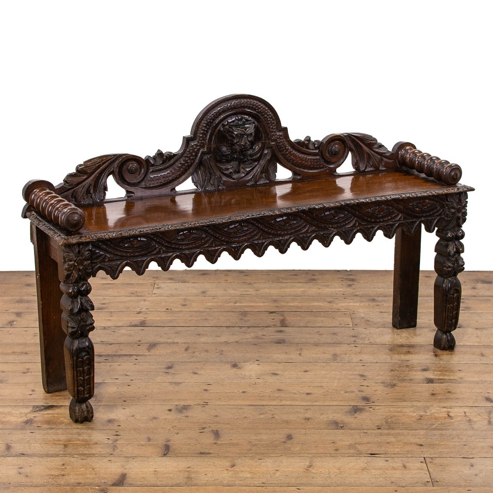 Victorian Antique Oak Hall Bench