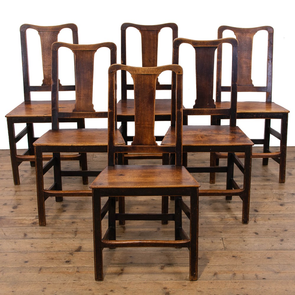 Set of Six Georgian Antique Oak Chairs