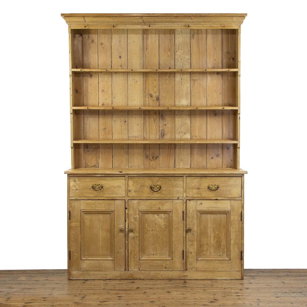 Antique Stripped Pine Farmhouse Kitchen Dresser