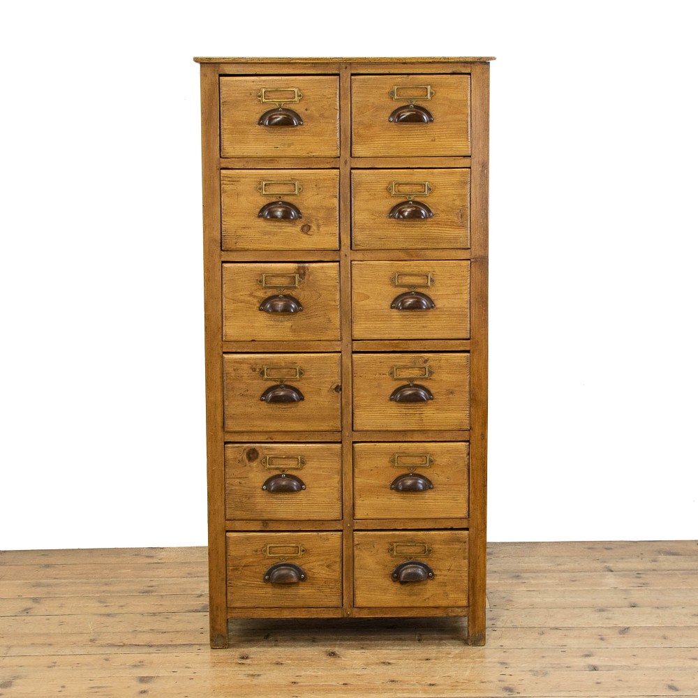 Stripped Pine Bank of Drawers