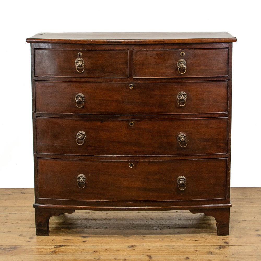 19th Century Antique Mahogany Bow Front Chest of Drawers