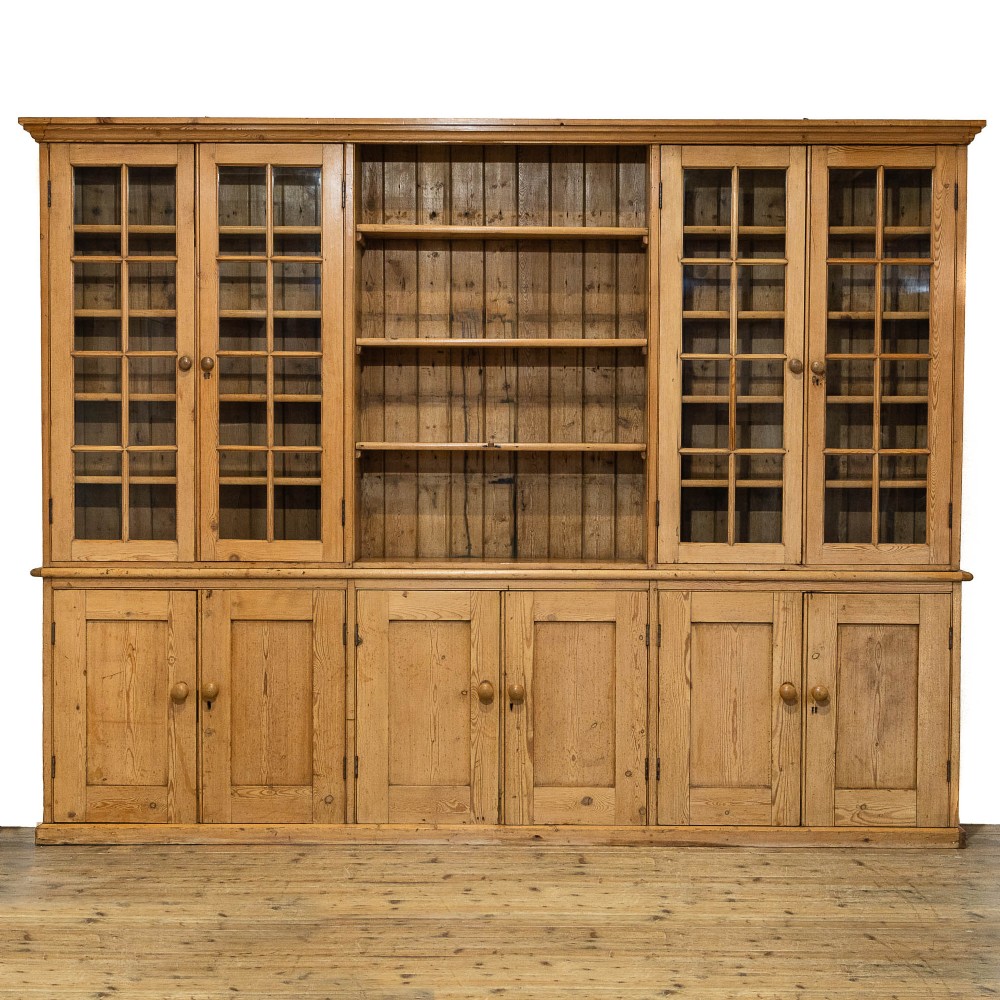Large Antique Pine Library Bookcase