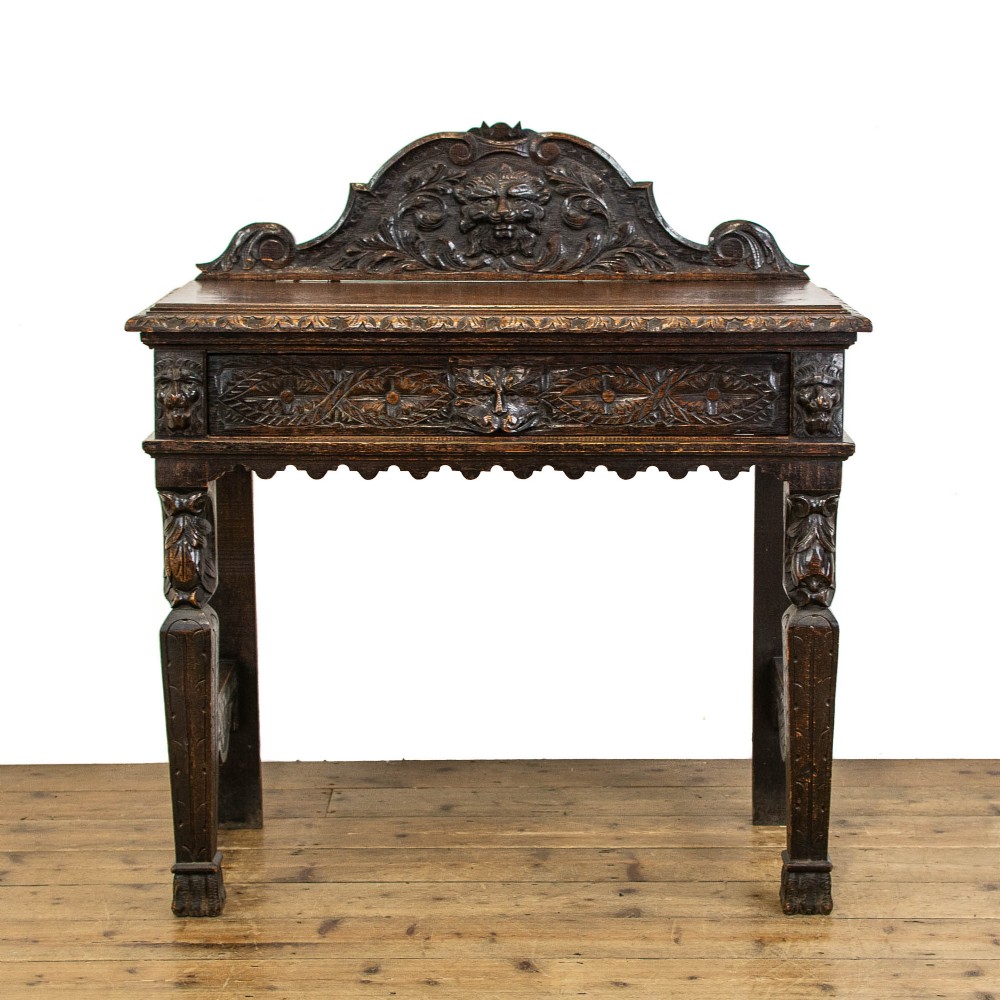 Victorian Antique Green Man Oak Hall Table