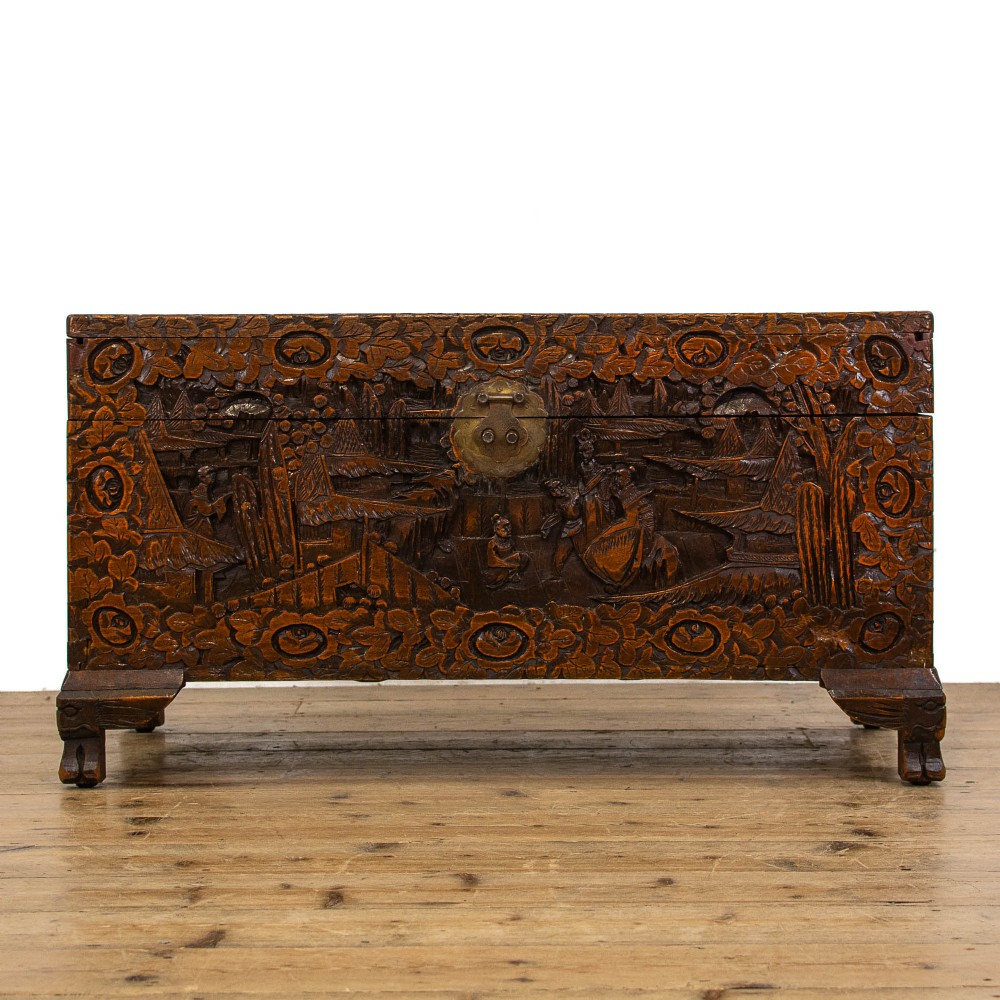 Chinese Carved Camphor Wood Trunk