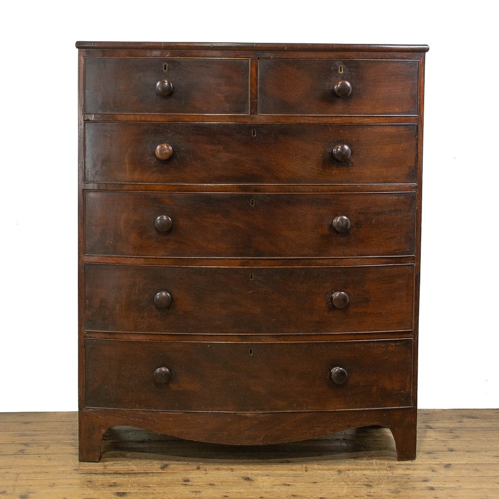 Large Antique Mahogany Bow Front Chest of Drawers