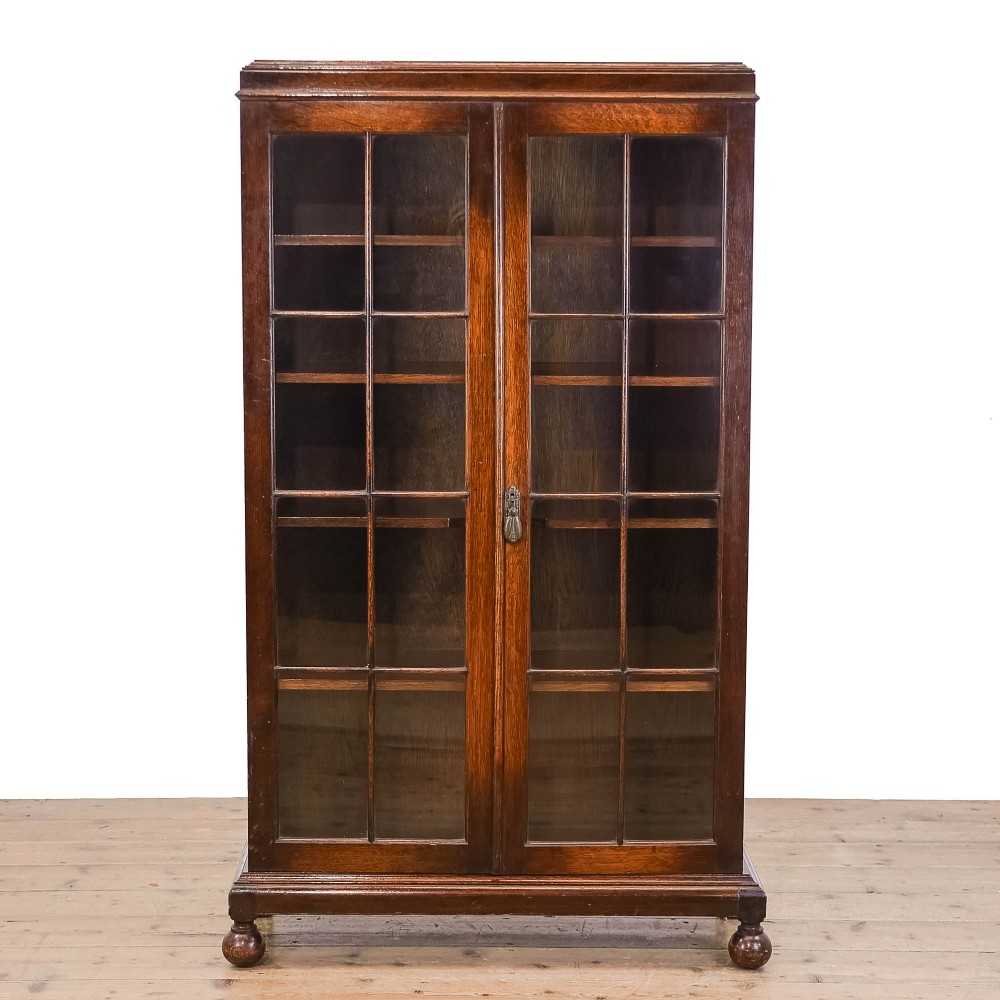 Antique Oak Glazed Bookcase