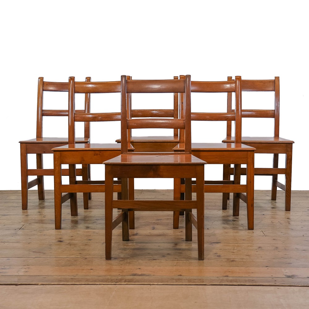 Set of Six Antique Oak Farmhouse Chairs 
