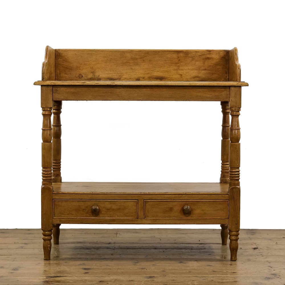 Antique Pine Washstand Side Table with Drawers