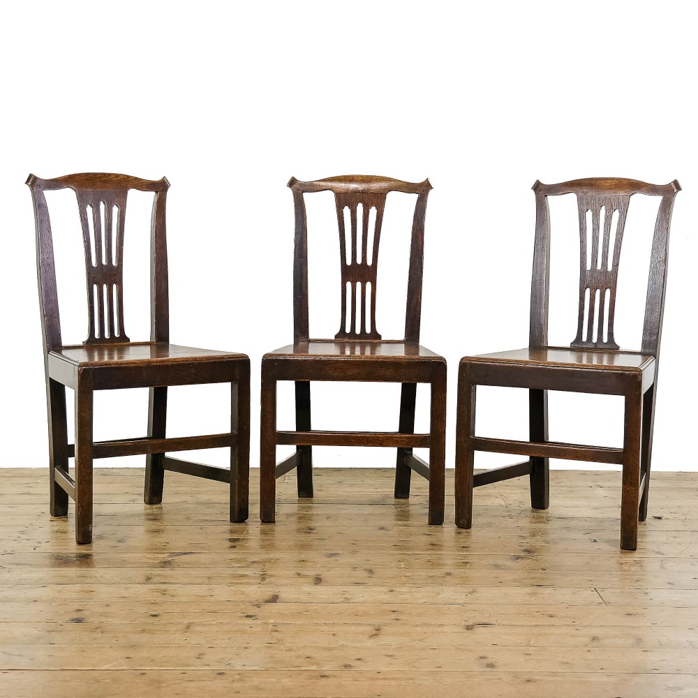 Set of Three Antique Oak Farmhouse Chairs 