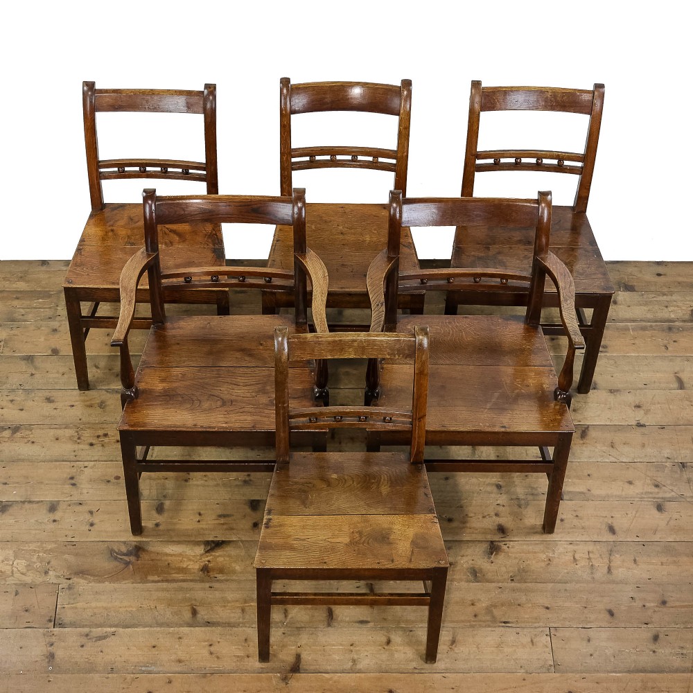 Set of Six Welsh Oak Farmhouse Chairs 