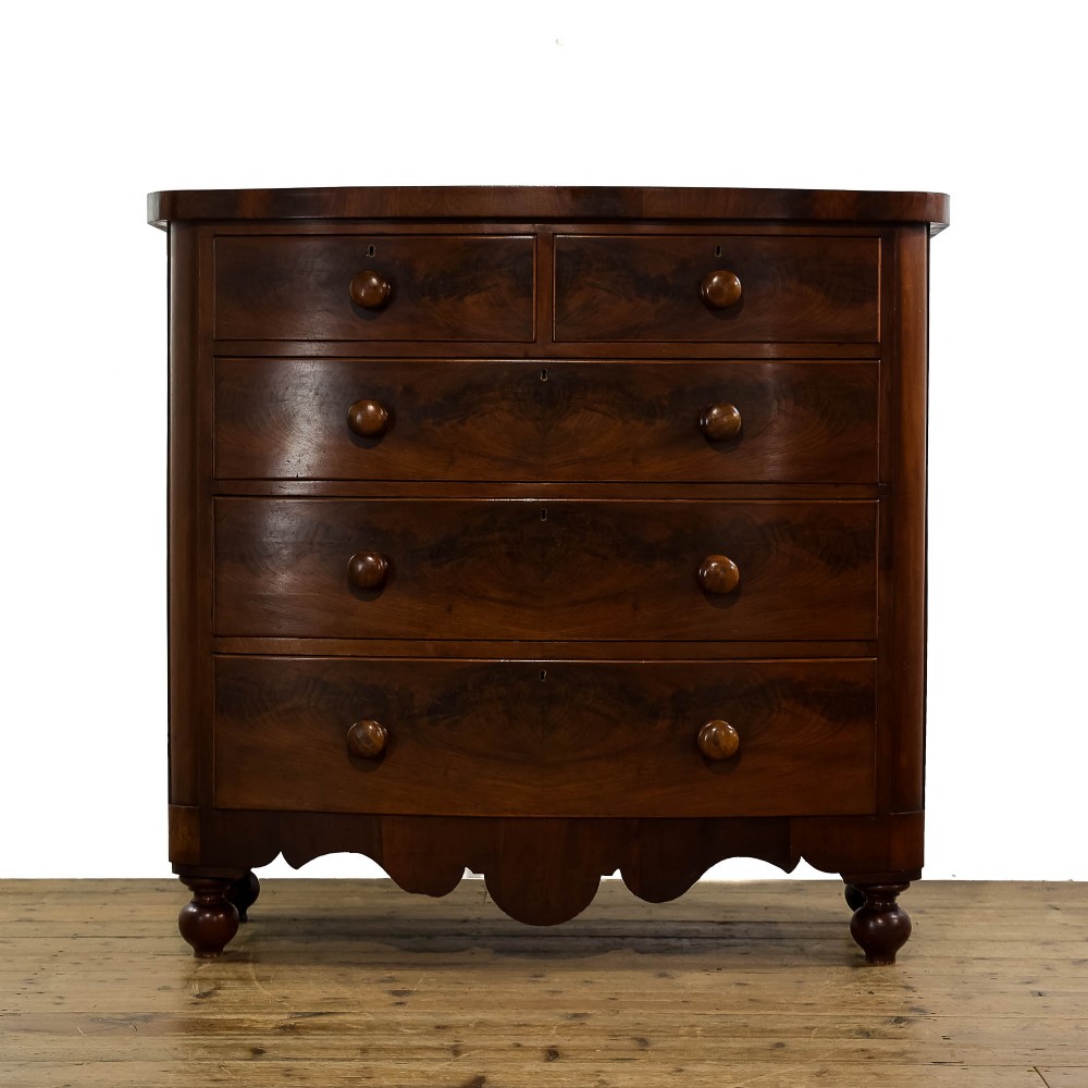 Antique Victorian Mahogany Bow Front Chest of Drawers