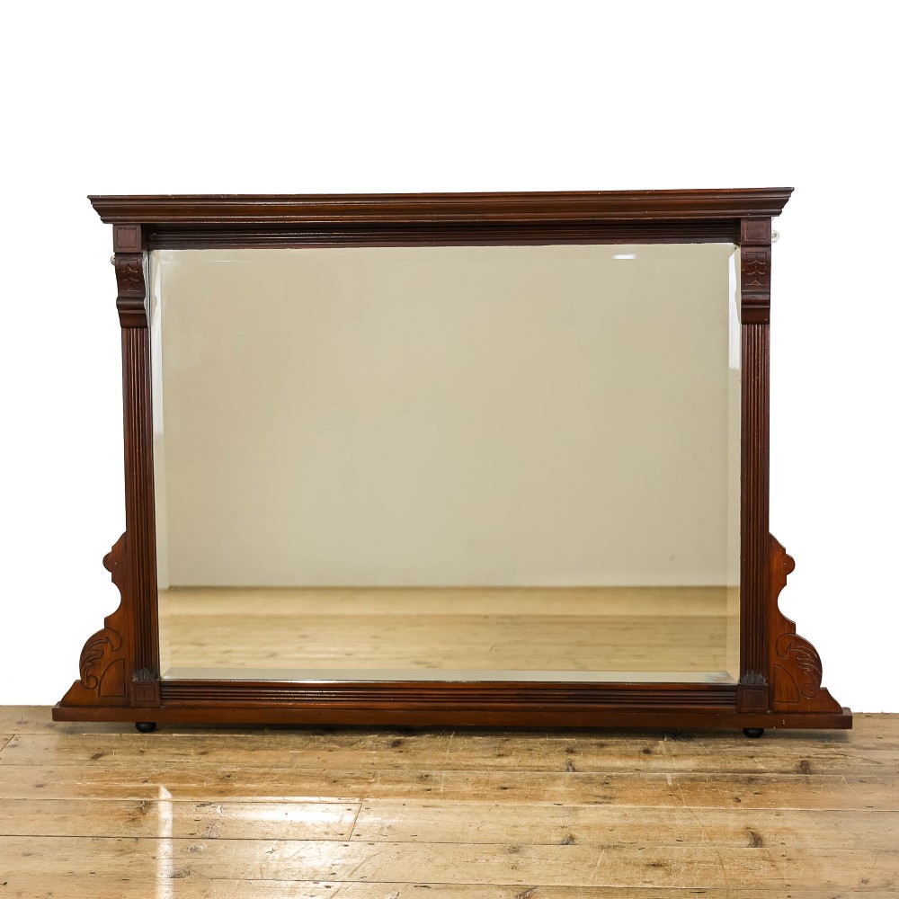 Antique Edwardian Mahogany Overmantle Mirror