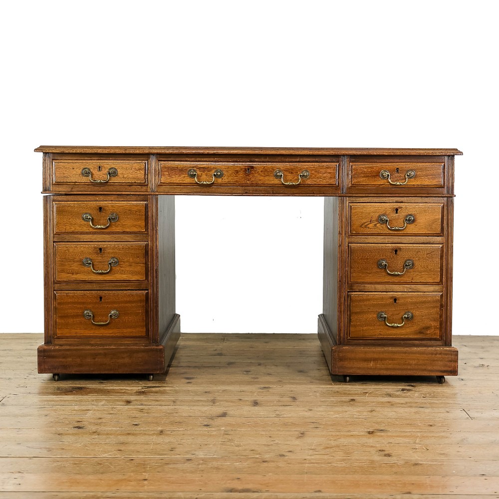 Antique Edwardian Mahogany Twin Pedestal Desk