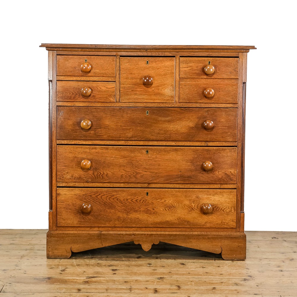 Antique Victorian Pale Oak Scotch Chest of Drawers