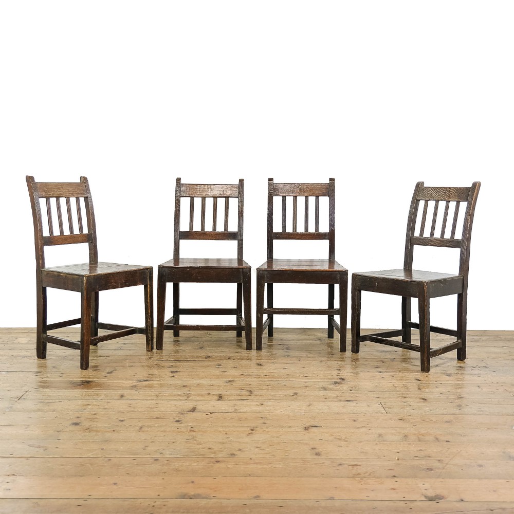 Set of four Antique Welsh Oak Farmhouse Chairs