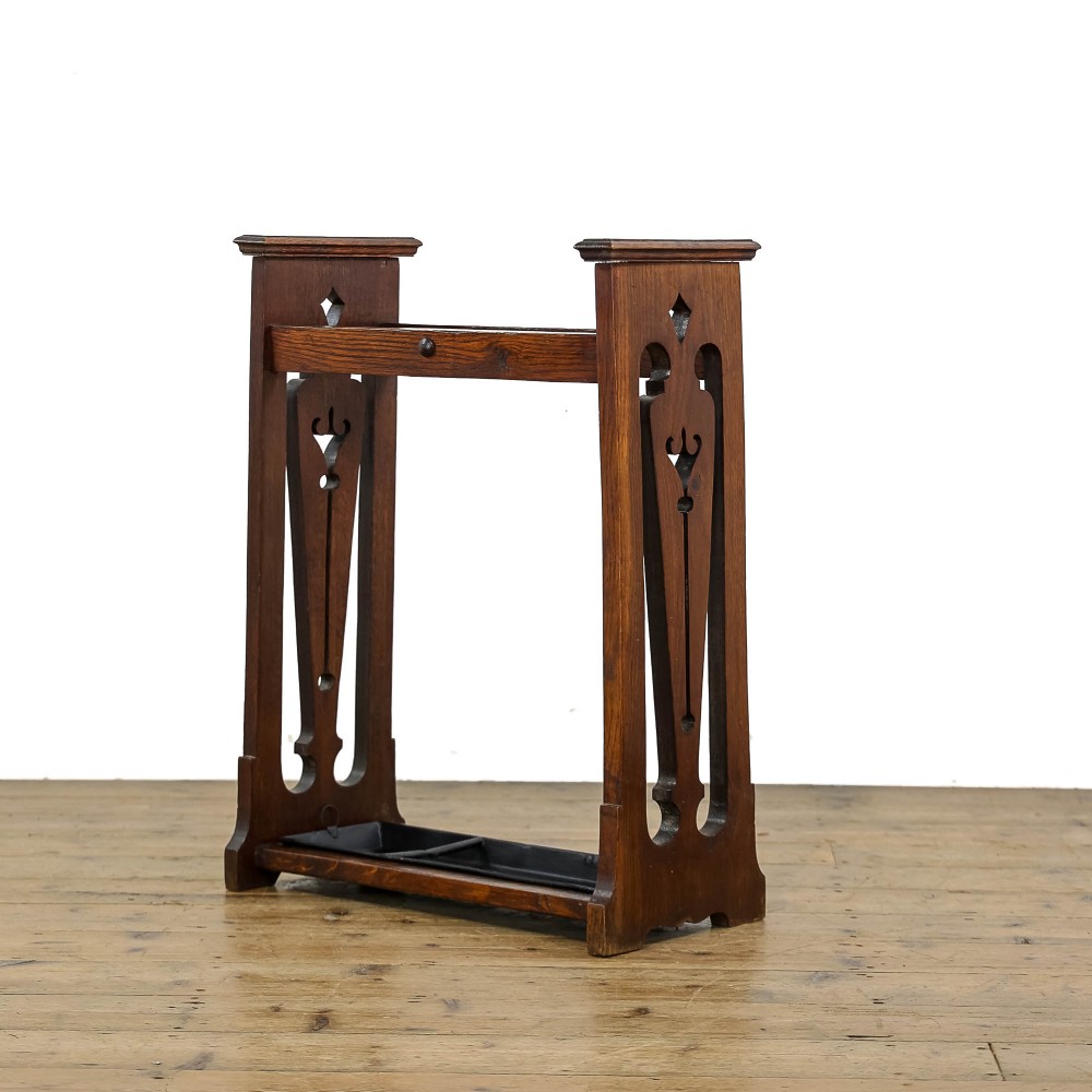 Antique Oak Arts and Crafts Umbrella Stand