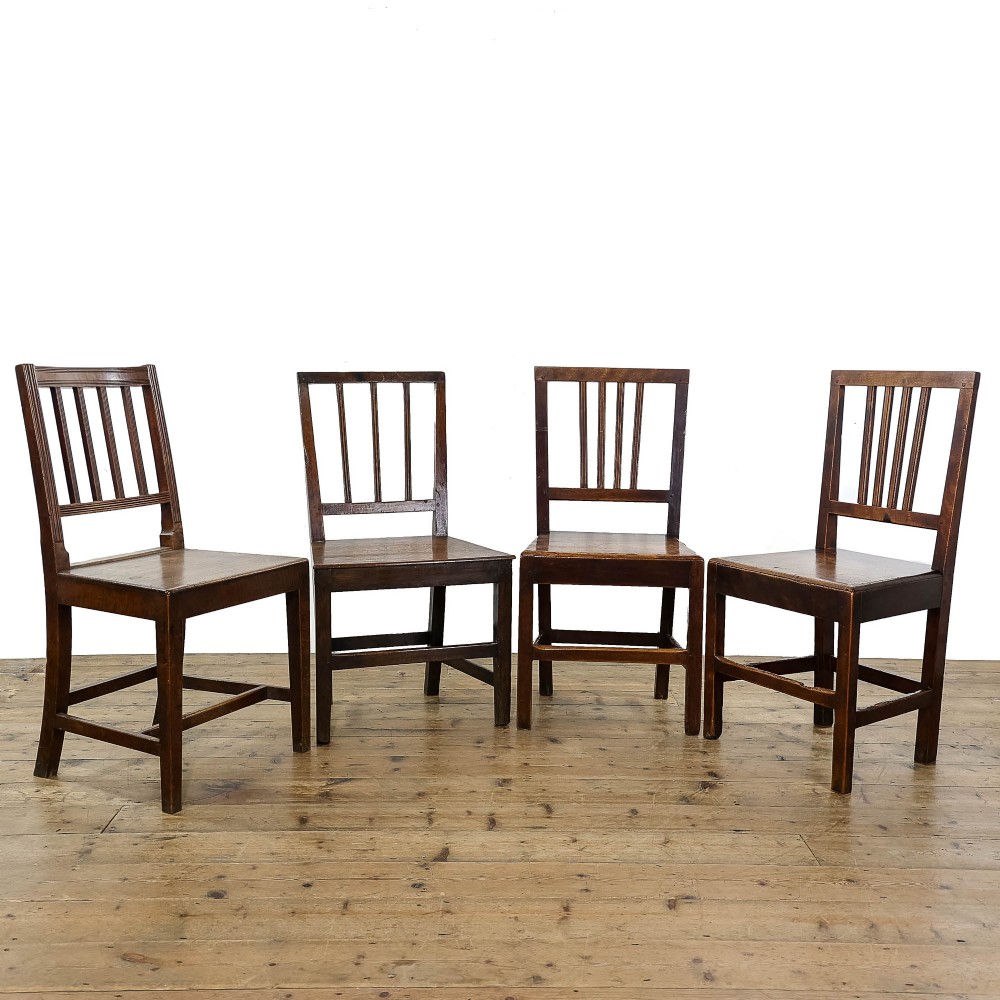 Set of Four Antique 19th Century Oak Farmhouse Chairs