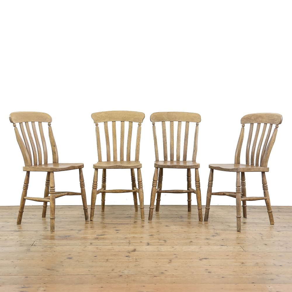 Set of Four Antique Pine Chairs
