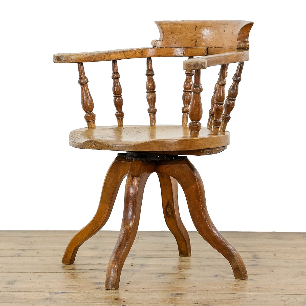 Antique Oak Swivel Office Armchair
