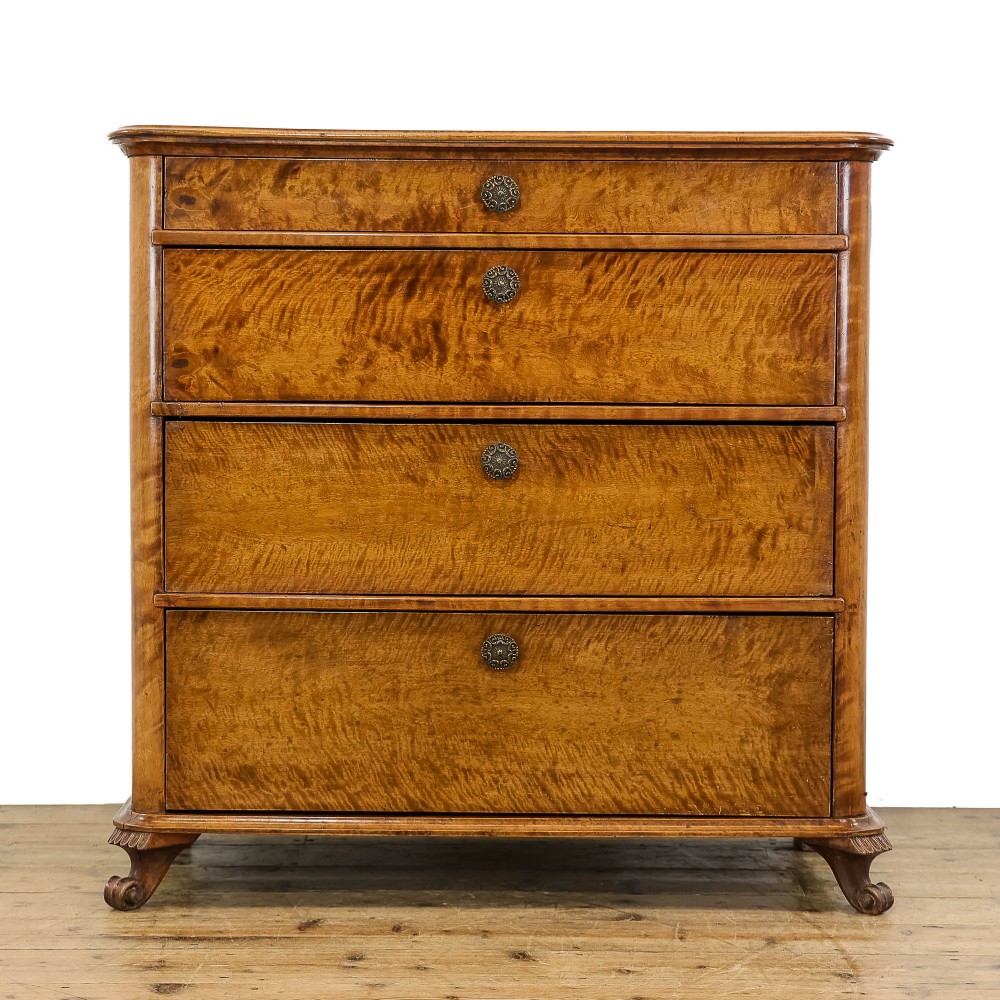 Antique 19th Century Satin Birch Chest of Drawers
