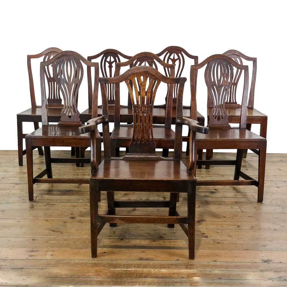 Set of Eight Antique George III Welsh Oak Dining Chairs