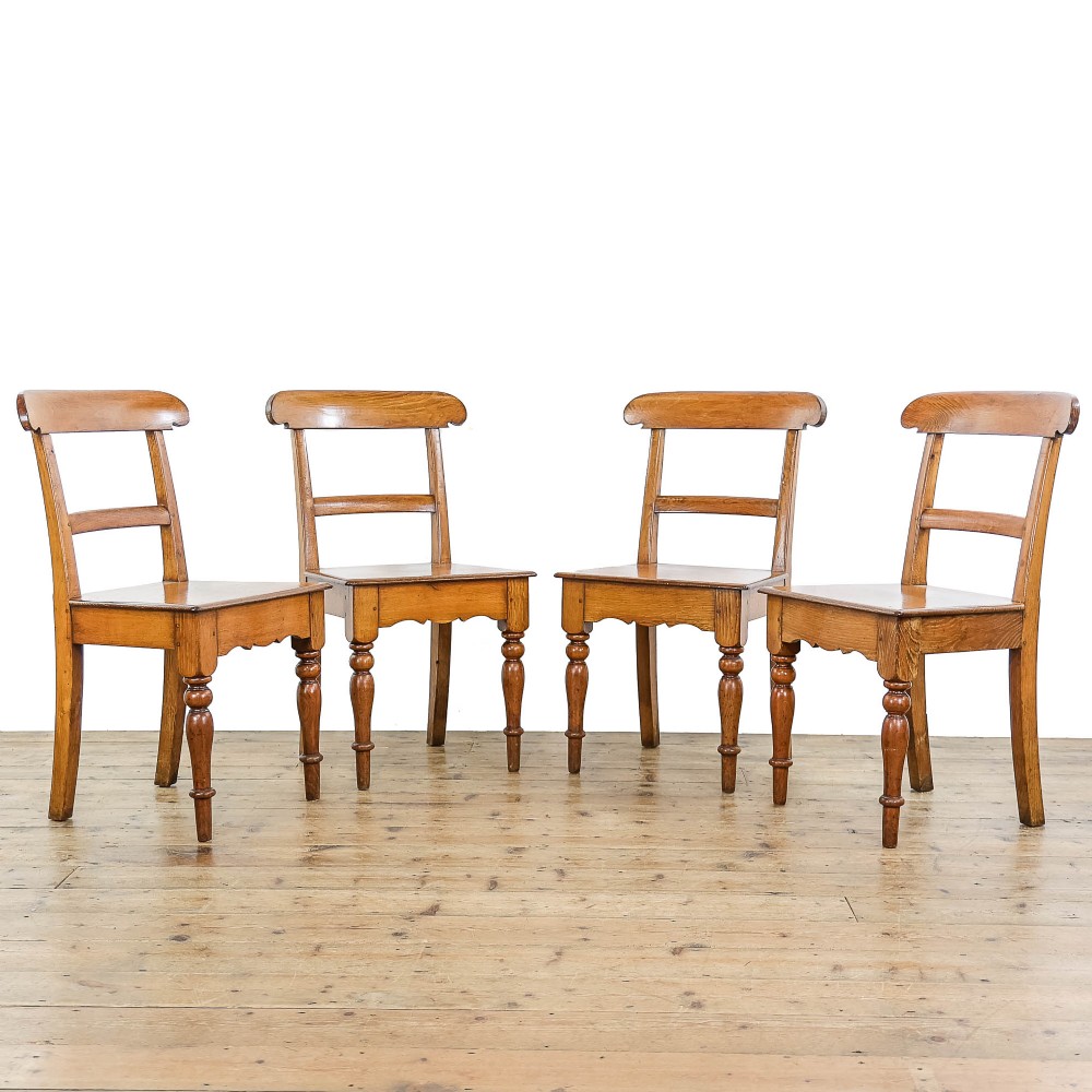 Set of Four Antique Oak Farmhouse Chairs
