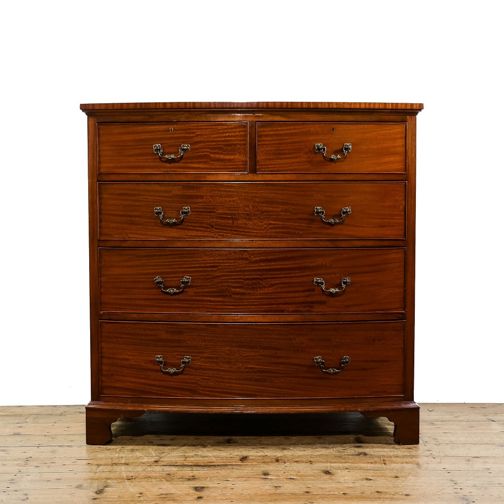 Antique Edwardian Mahogany Bow Front Chest of Drawers

