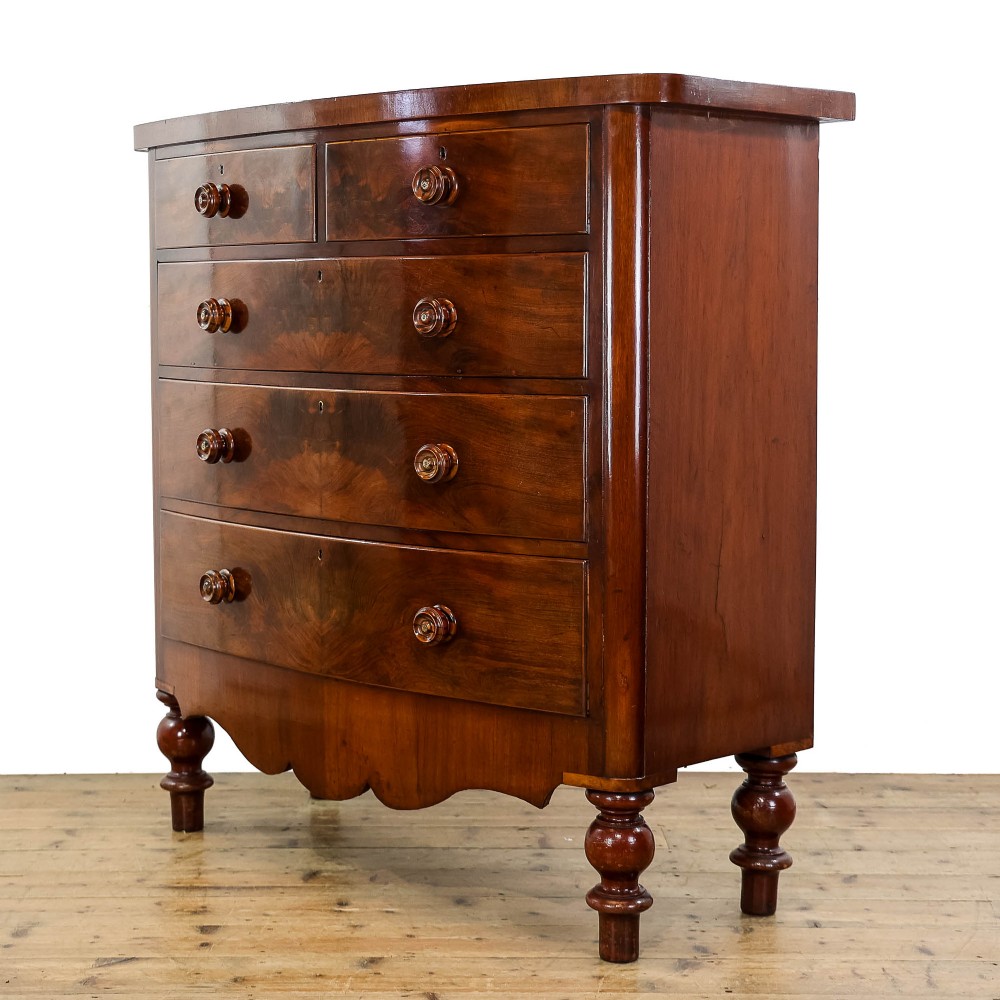 Antique Victorian Mahogany Bow Front Chest of Drawers
