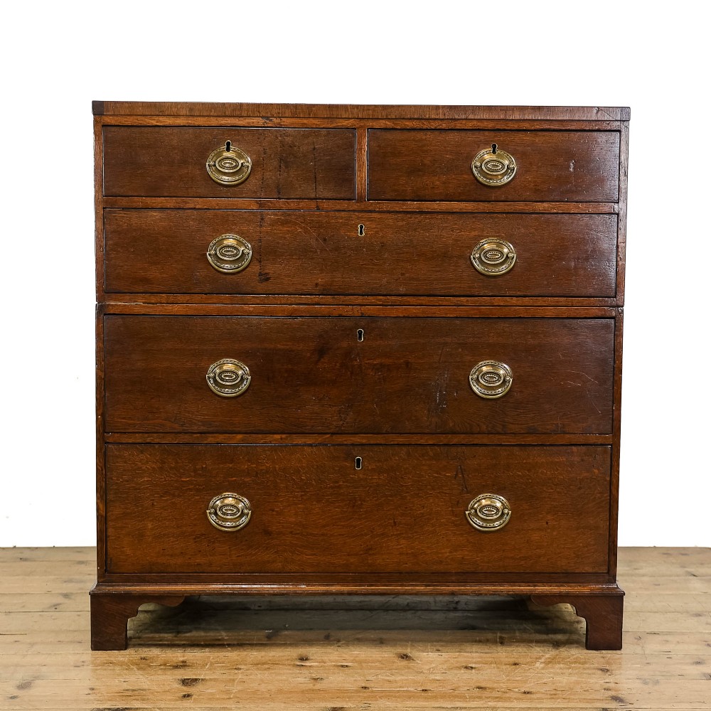 Antique 19th Century Two Part Oak Chest of Drawers
