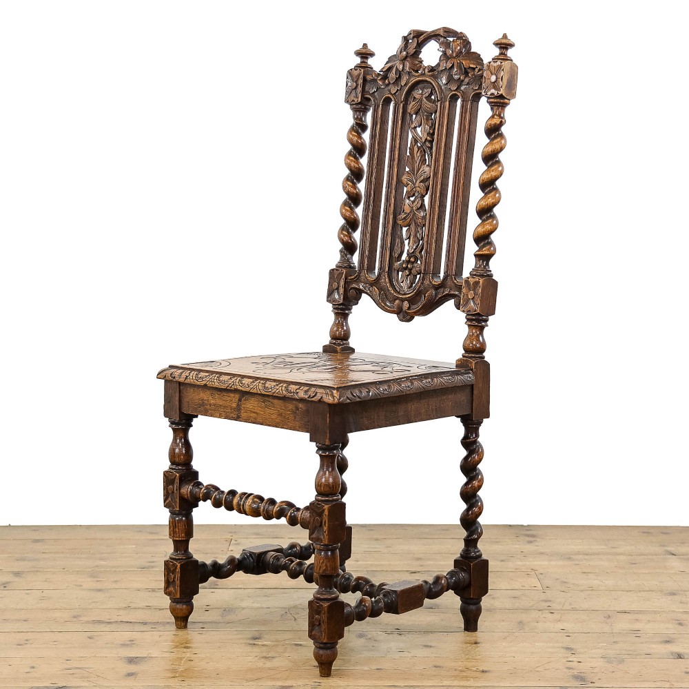 Antique  Late Victorian Carved Oak Chair
