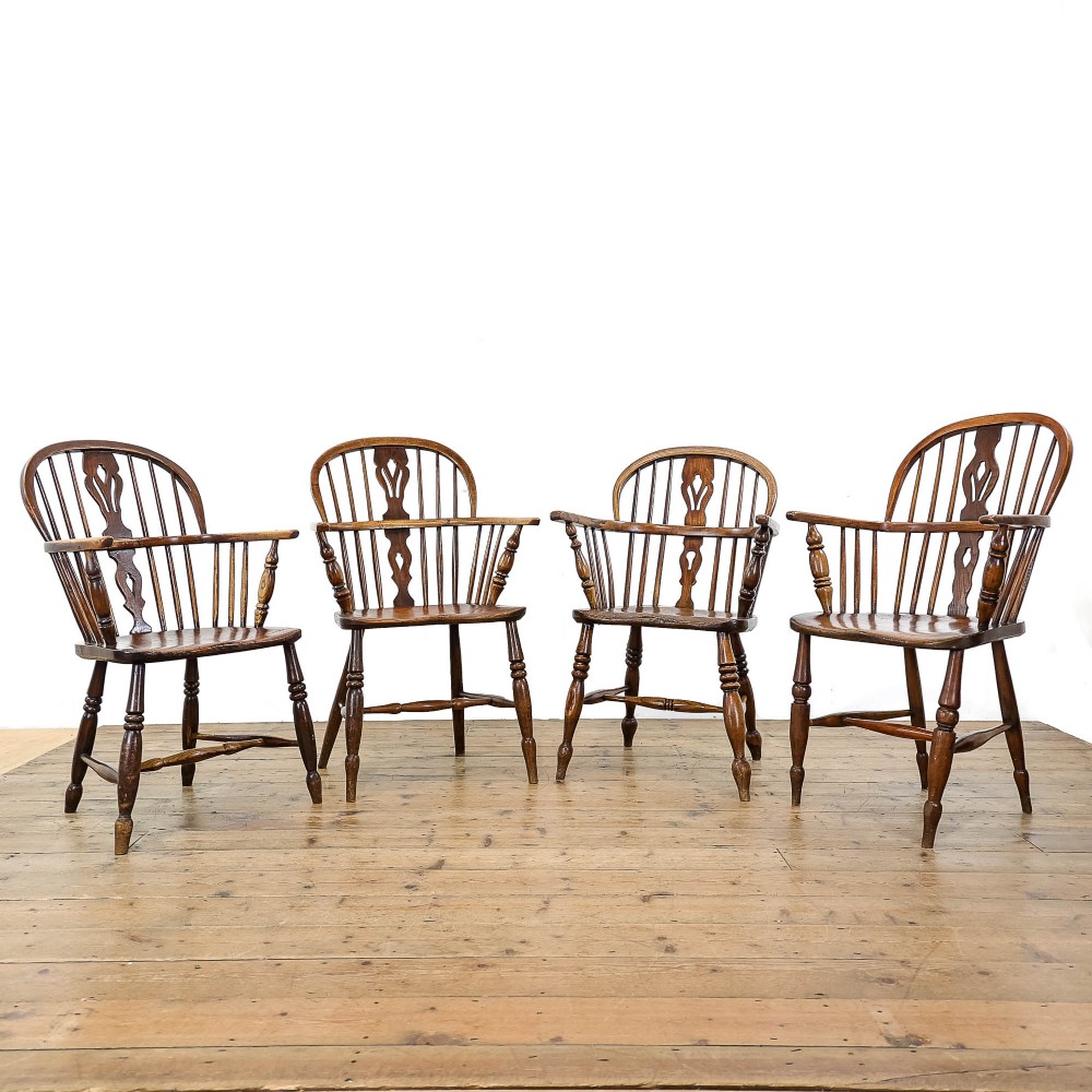 Set of Four 19th Century Windsor Armchairs
